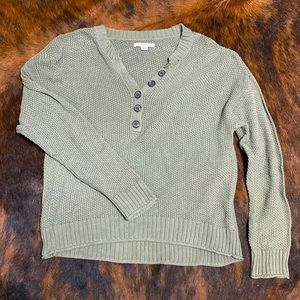 American Eagle Olive Green Button Up Sweater- Size M